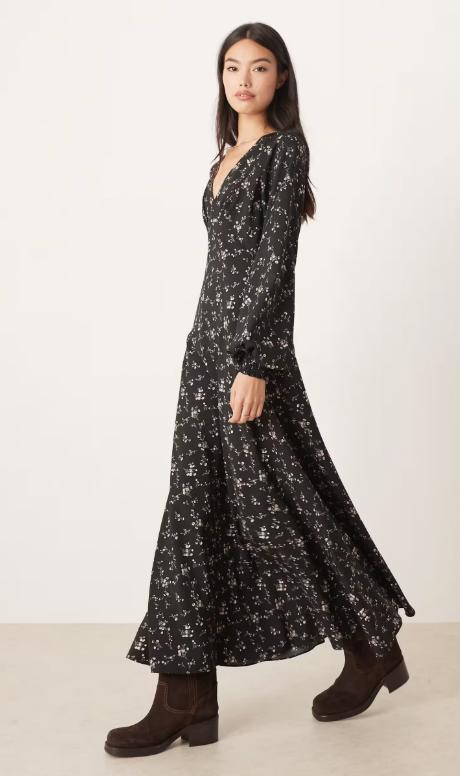 robe invitee mariage hiver robe longue imprimee fleurs champetre boheme