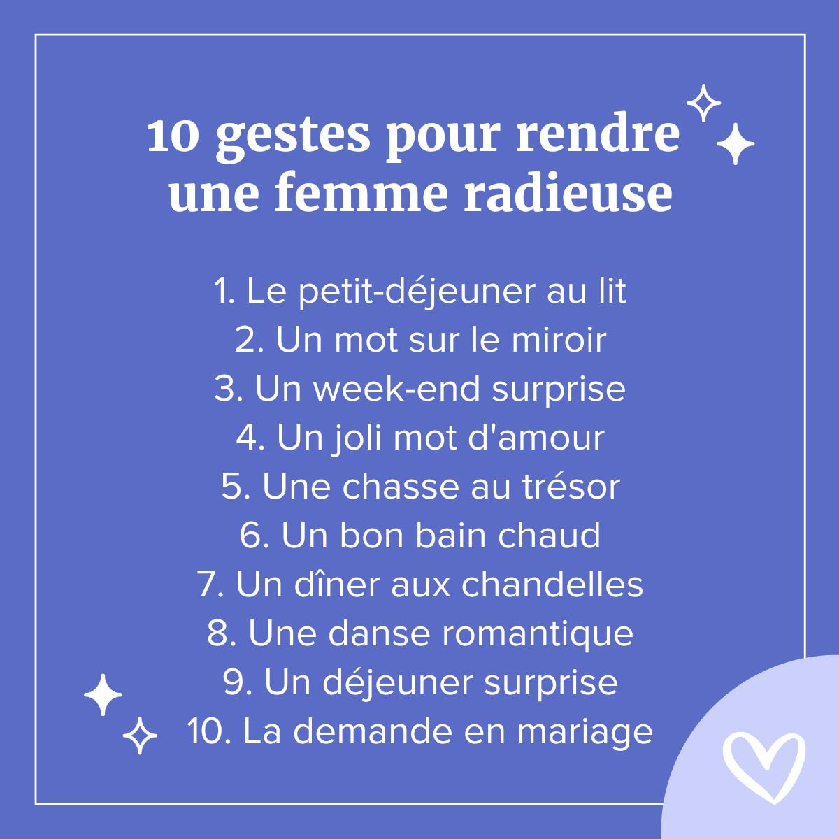liste des 10 gestes romantiques pour rendre une femme radieuse