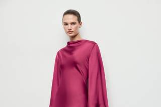 robe de soirée chic a manches longues fuchsia