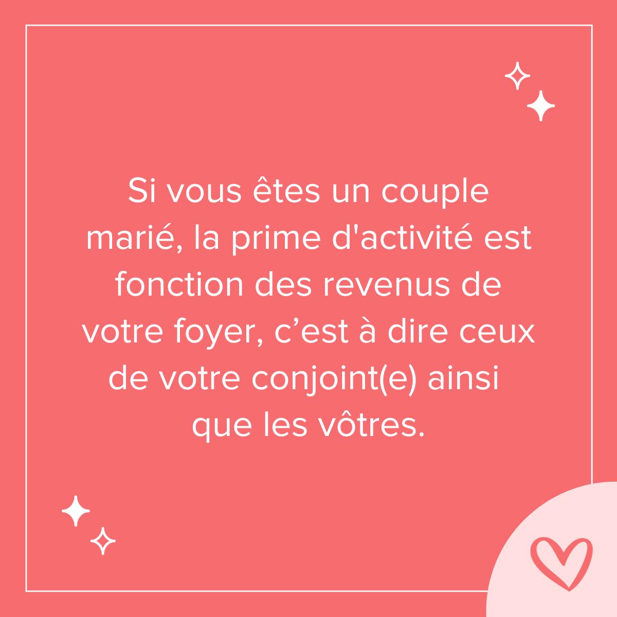 avantage mariage CAF, prime activité