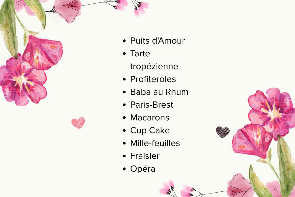 noms de table avec specialités locales et gourmandes