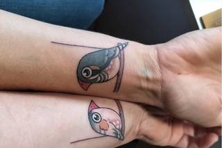 tatouage couple complementaire oiseau