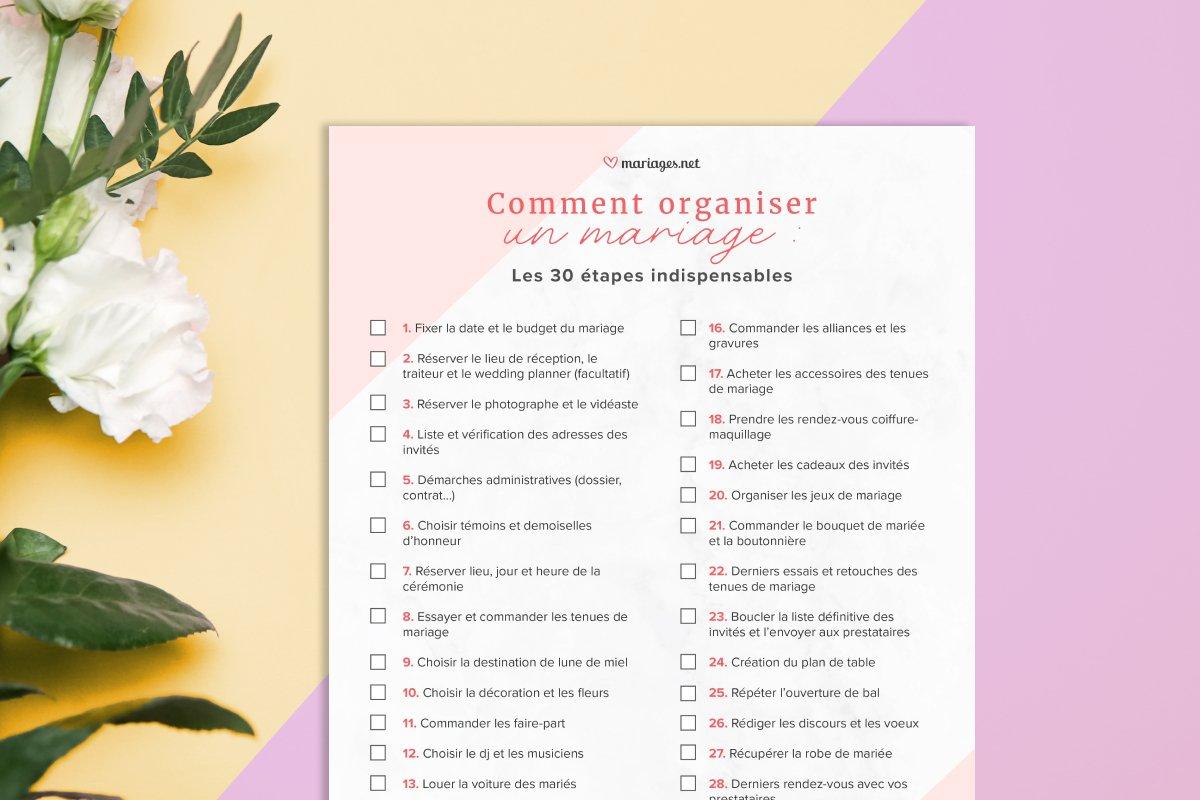 checklist organisation mariage