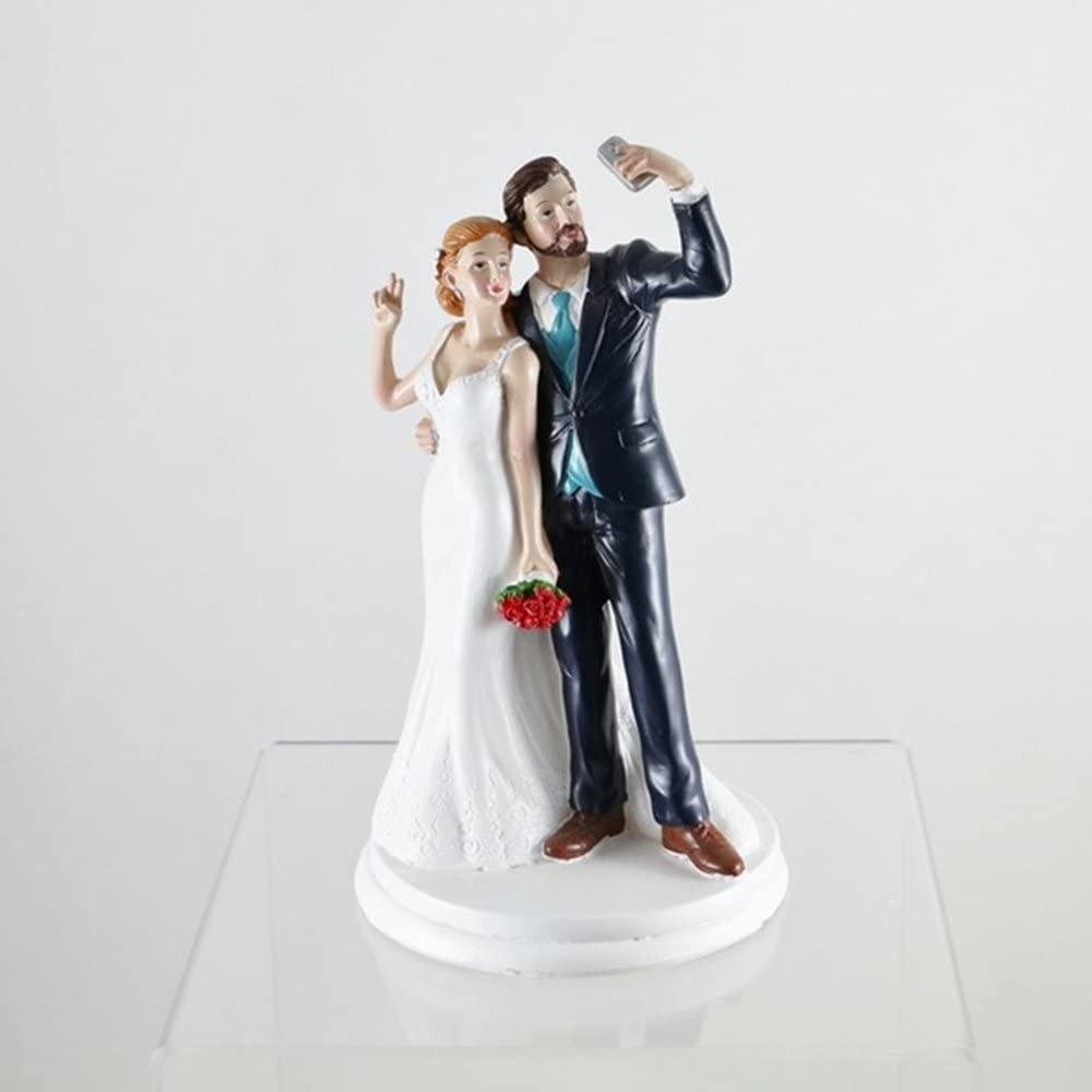 Figurine pour gâteau de mariage - Couple de mariés avec Valise