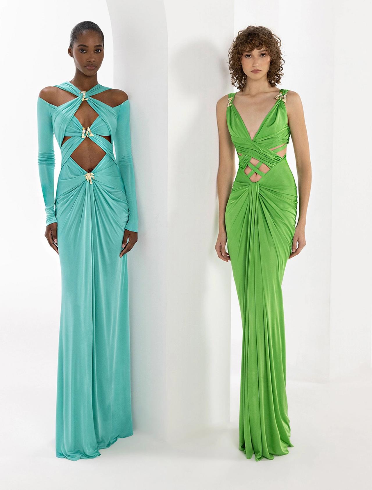 robe chic mariage vert longue