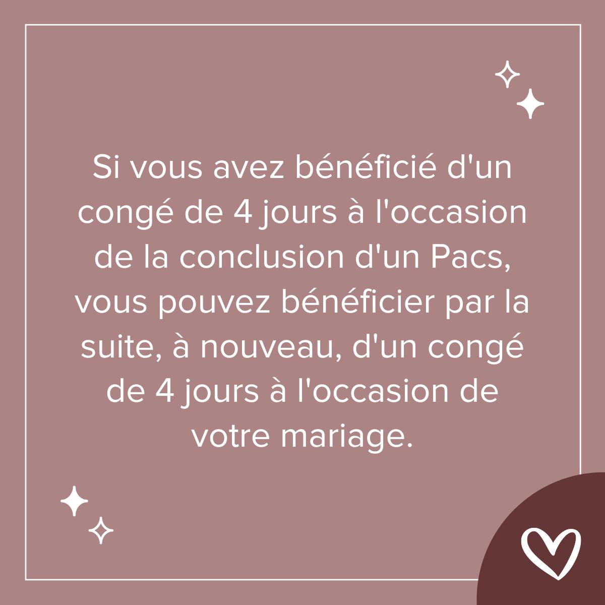 avantage du mariage 4 jours de congé