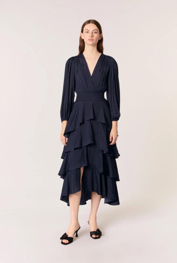 robe invitee mariage hiver mi longue volant