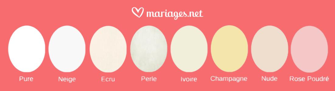 différentes tonalités d’une robe de mariée