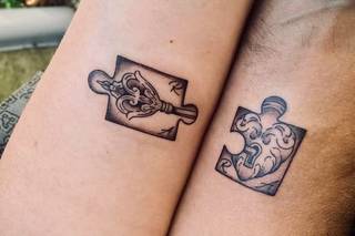 tatouage couple puzzle cle serrure