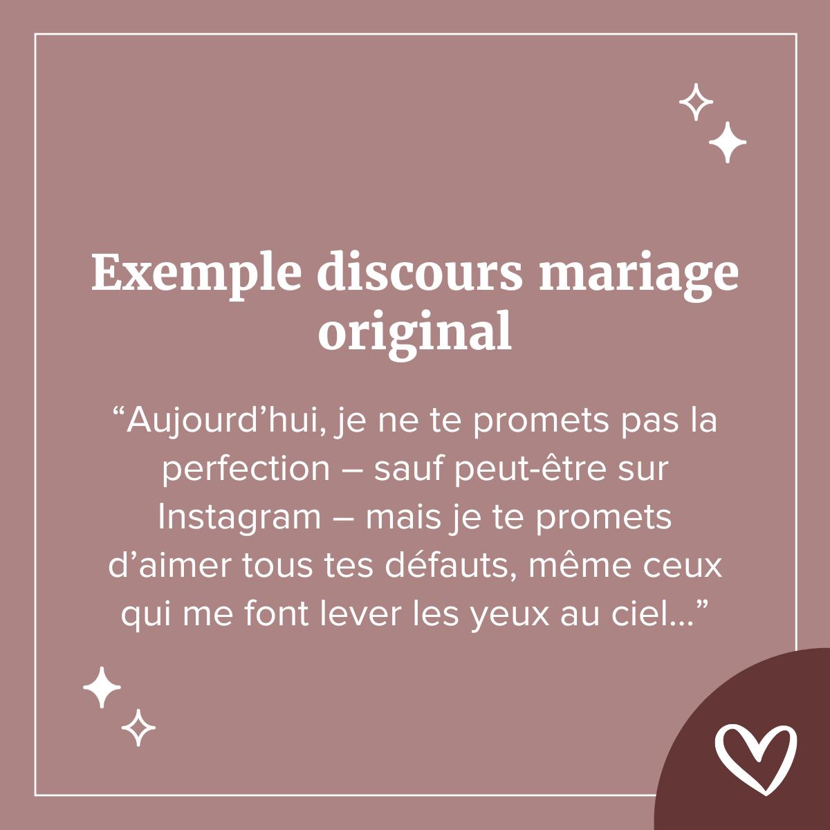 exemple discours mariage original
