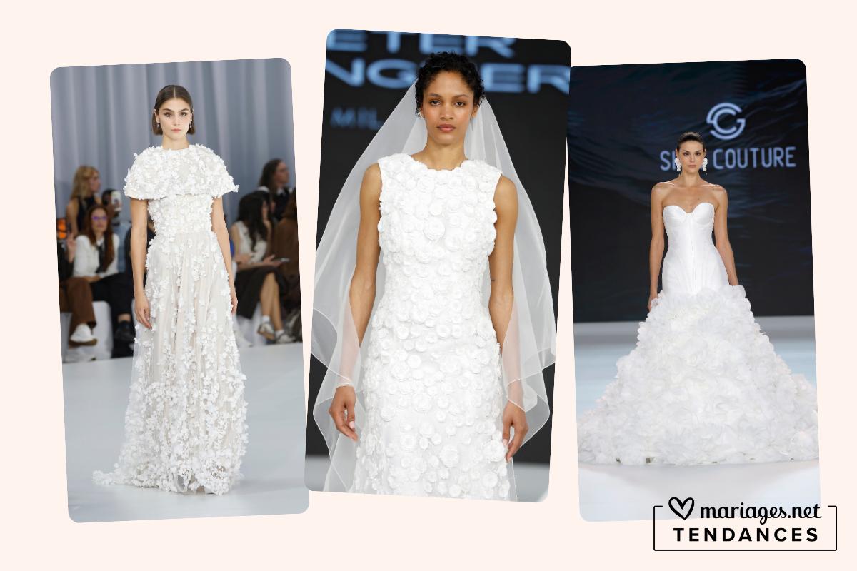 robes de mariée a fleurs 3D