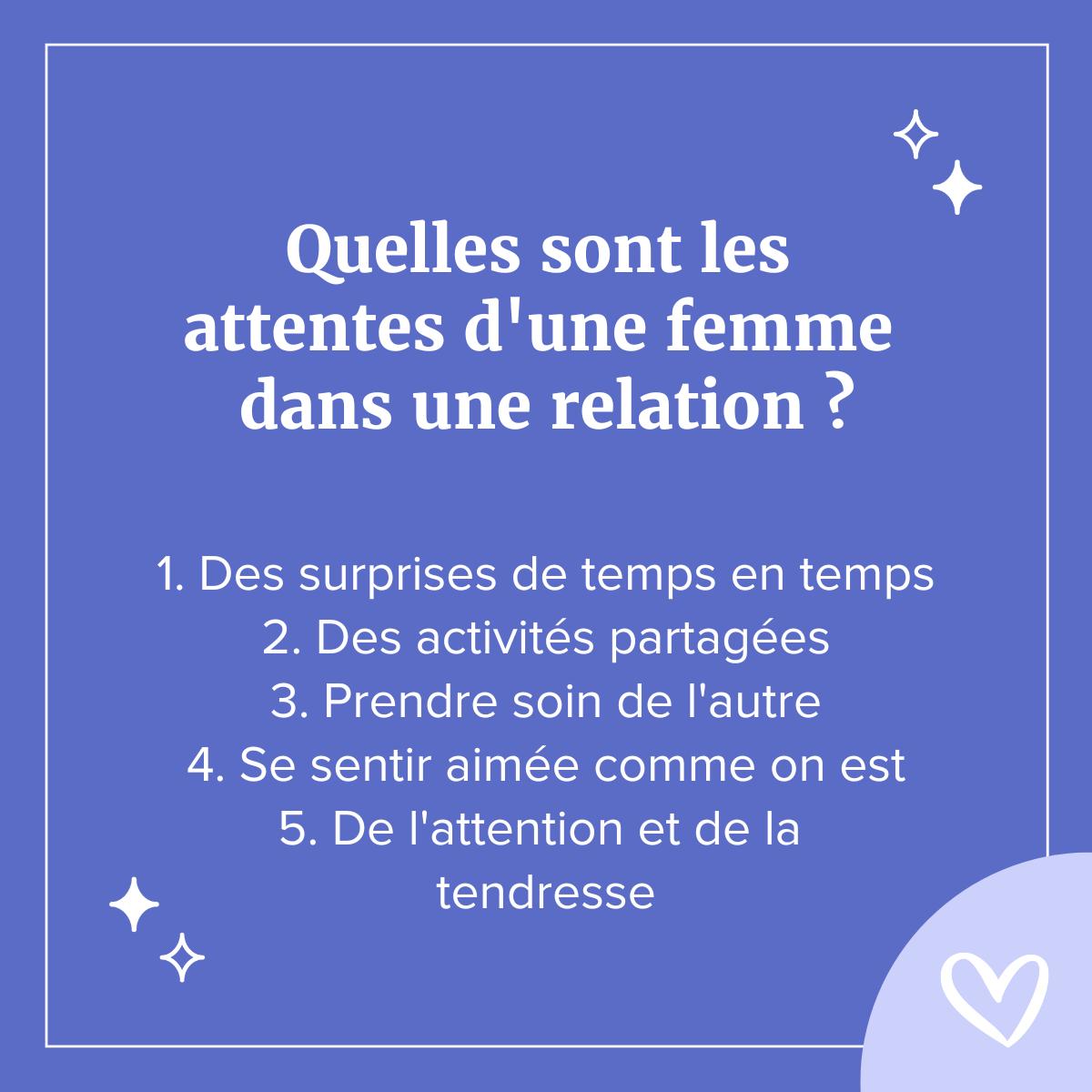 choses que les femmes attendent de leur relation de couple, Qu'est-ce qu'une femme attend chez un homme ?