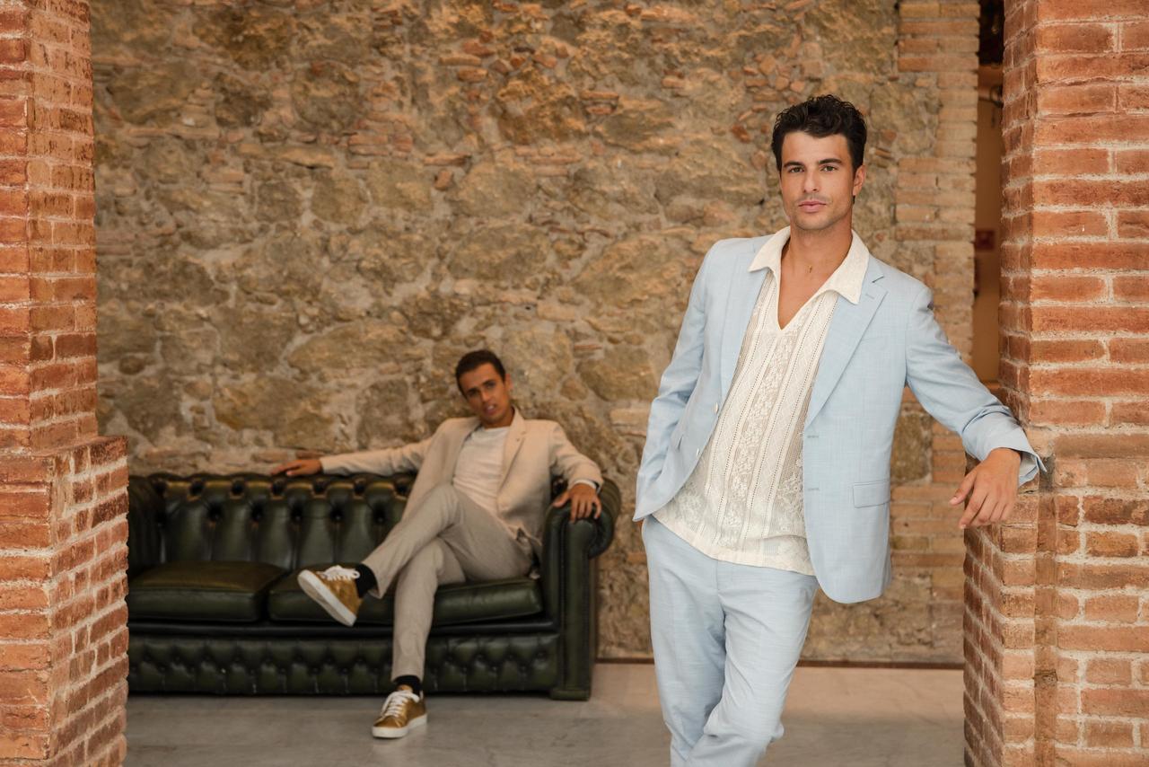 costume mariage homme été pastel bleu