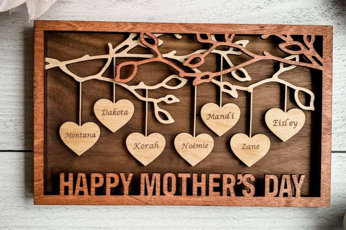 Plaque en bois maman ou personnalisée, idée cadeau fête des mères