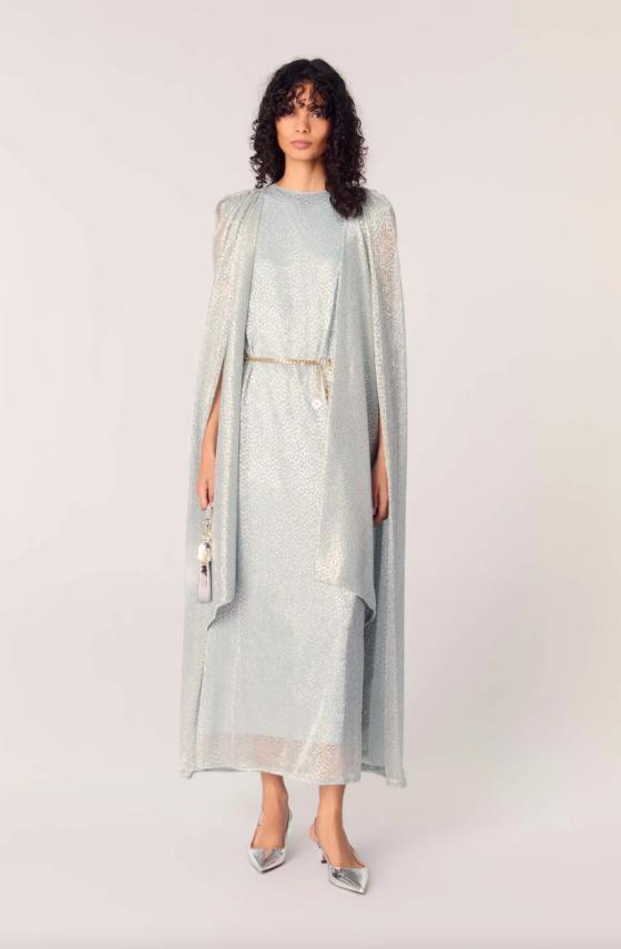 robe invitee mariage hiver cocktail cape