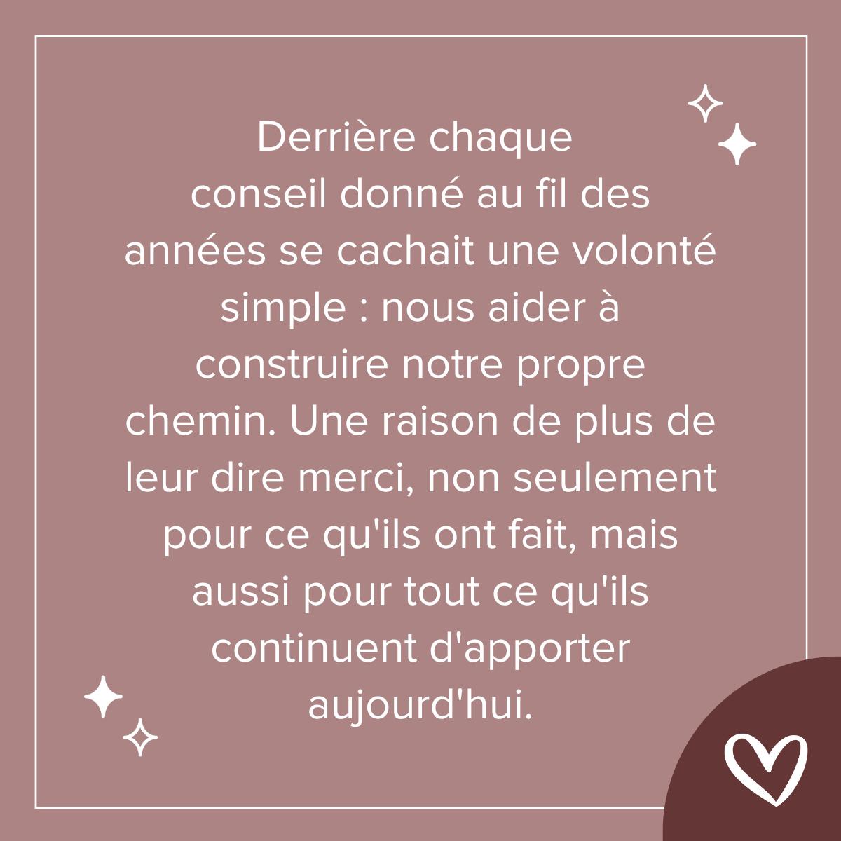 dire merci à nos parents, pour hier et aujourd'hui