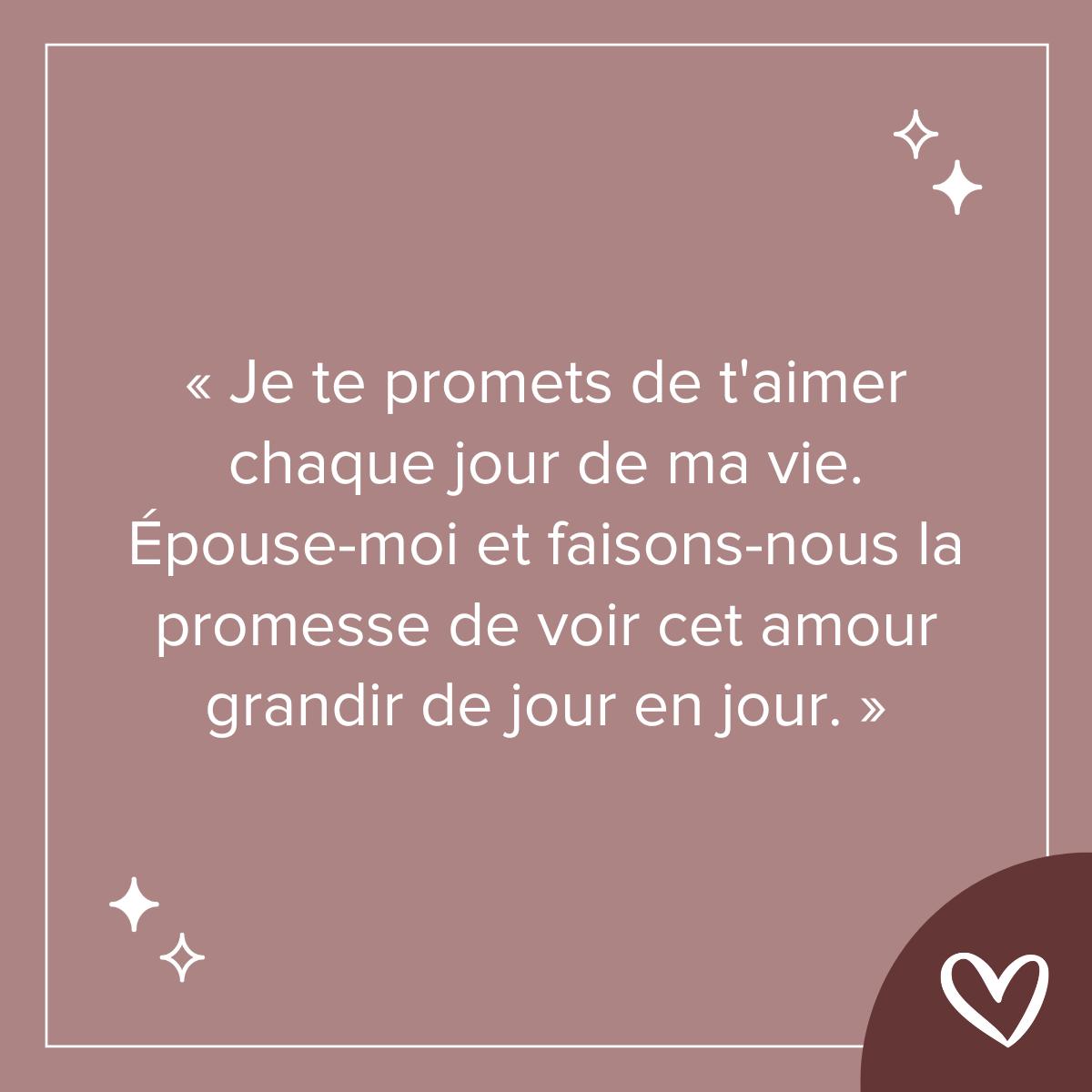phrase pour demander en mariage dans une lettre ou une carte 