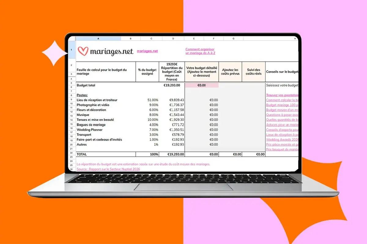 planificateur excel mariages.net pour gerer liste invites, budget mariage et suivi prestataires