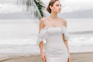 robe de mariee plage bustier à volants, moulante