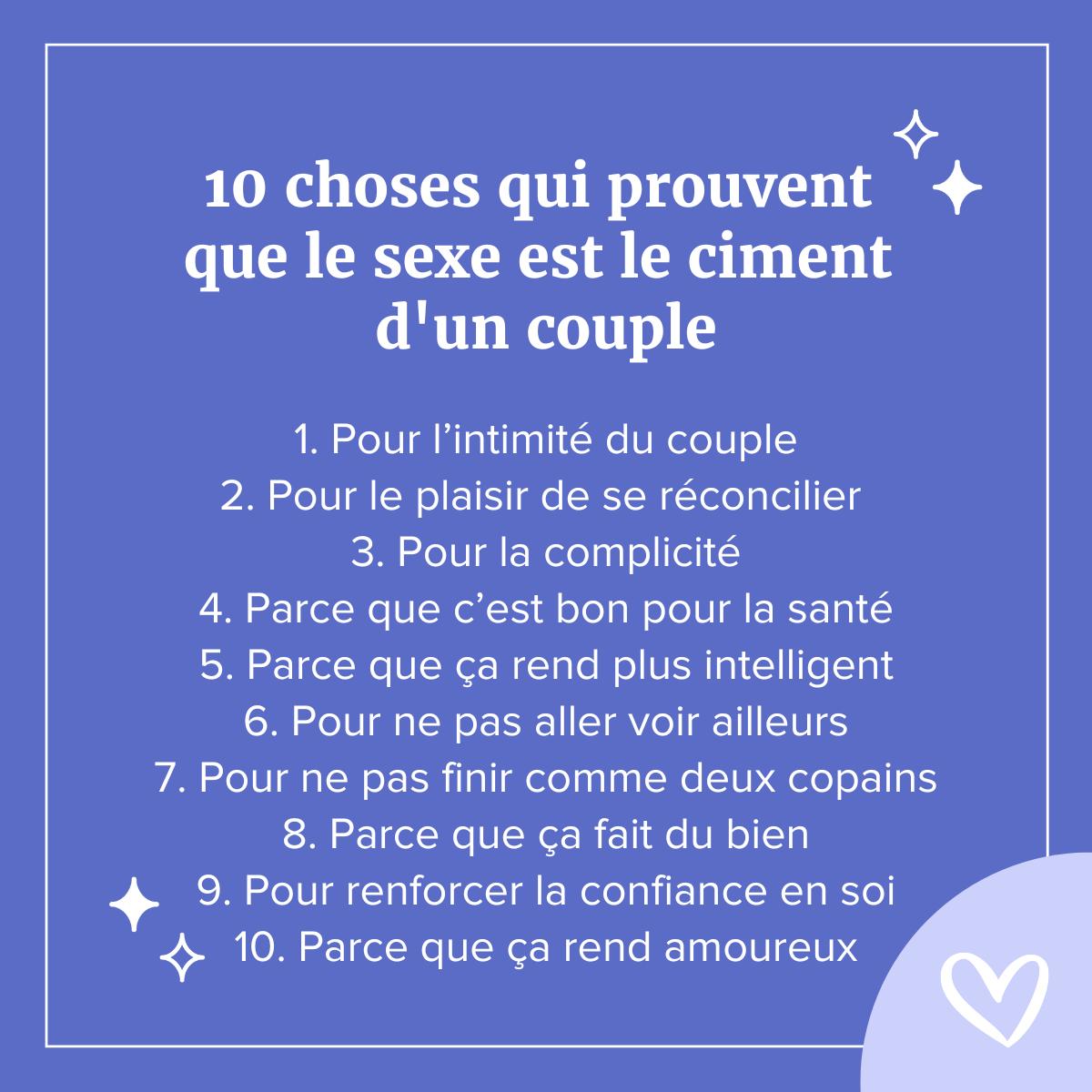 liste des 10 choses qui prouvent que le sexe est le ciment d'un couple