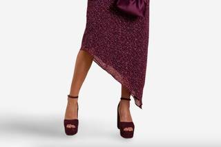 robe invitee mariage hiver mi-longue asymétrique