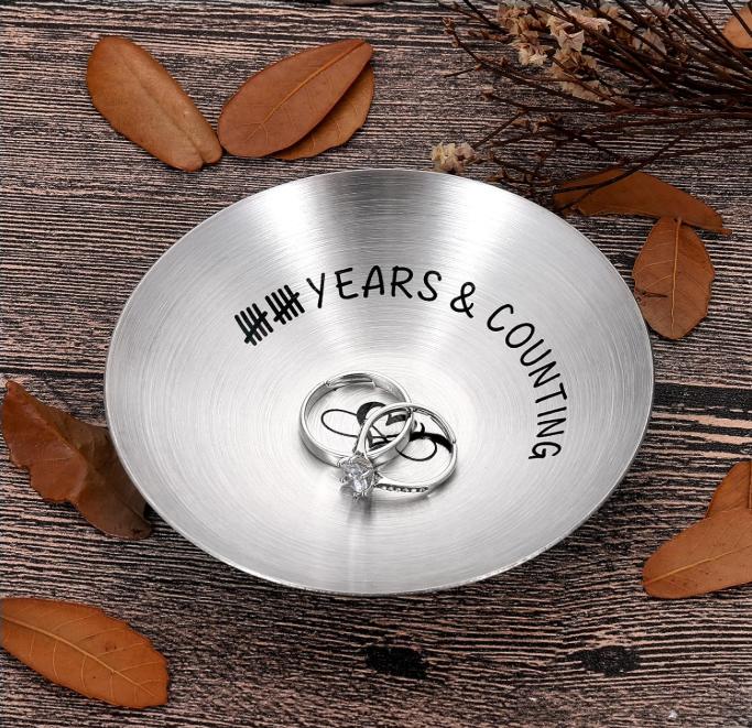 cadeau 10 ans mariage noces d'étain, coupelle a bijou, vide poche, 10 ans de mariage