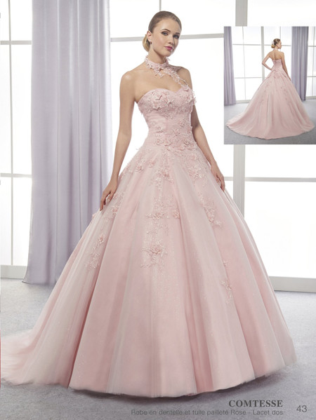 robe mariage rose poudree