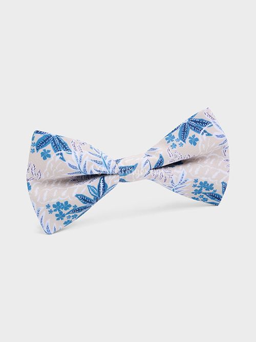 Noeud papillon beige à motif fleuri bleu ciel et blanc, Father & Sons