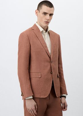 Veste coordonnable Slim en lin terracotta, Father & Sons
