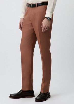 Pantalon coordonnable Slim en lin terracotta, Father & Sons