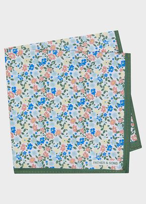 Pochette blanche à motif fleuri vert, rose, bleu et jaune, 551