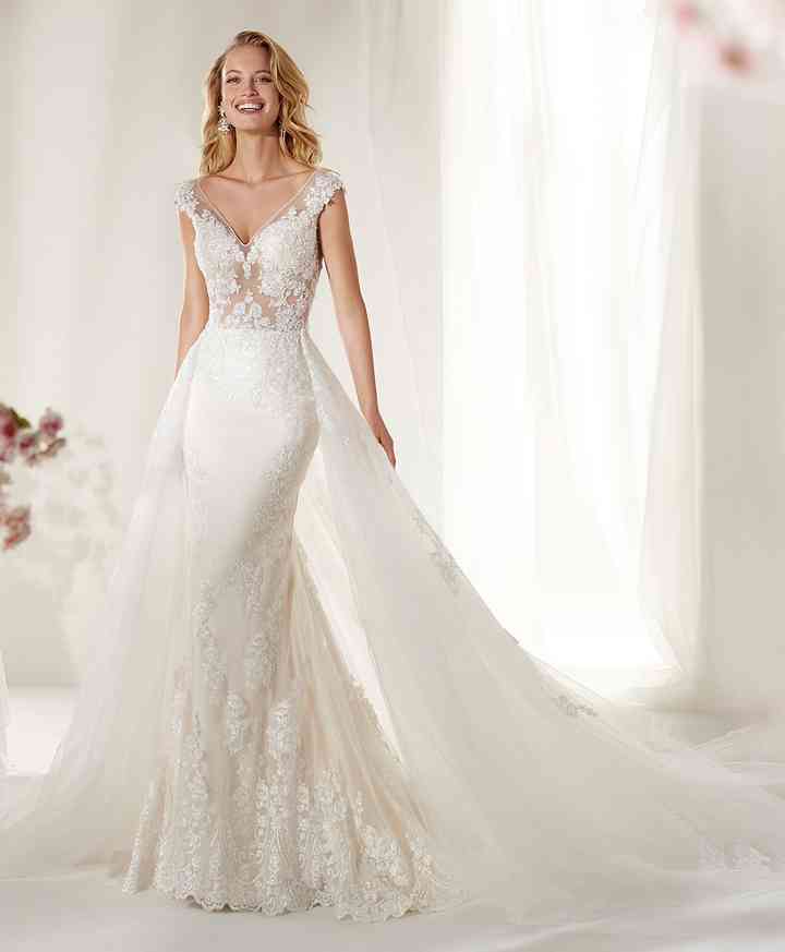 Robe de mariée brodée avec traîne légère – Modèle Lady Di 508 sur mesure