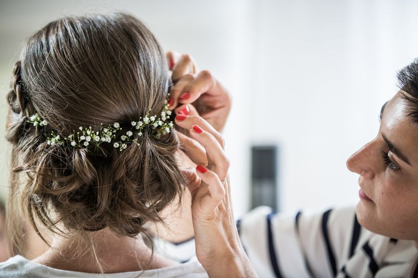35 coiffures  de mariage avec  du gypsophile 