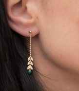 boucles pendantes + perle verte