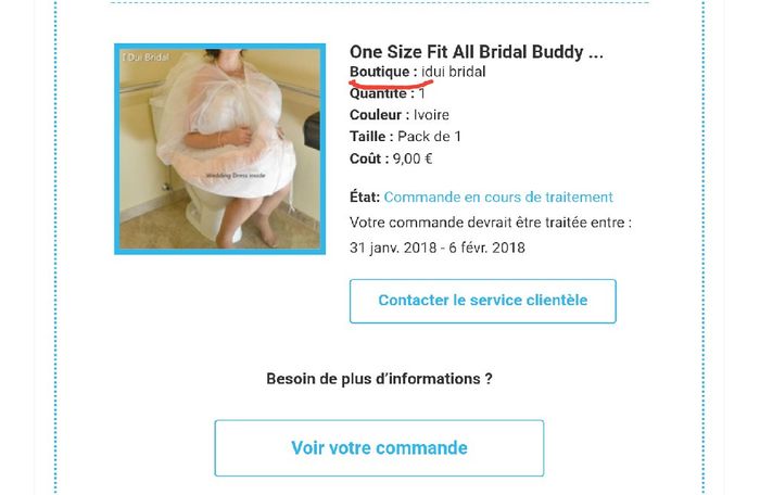 Une chose bien pratique le bridal buddy 1