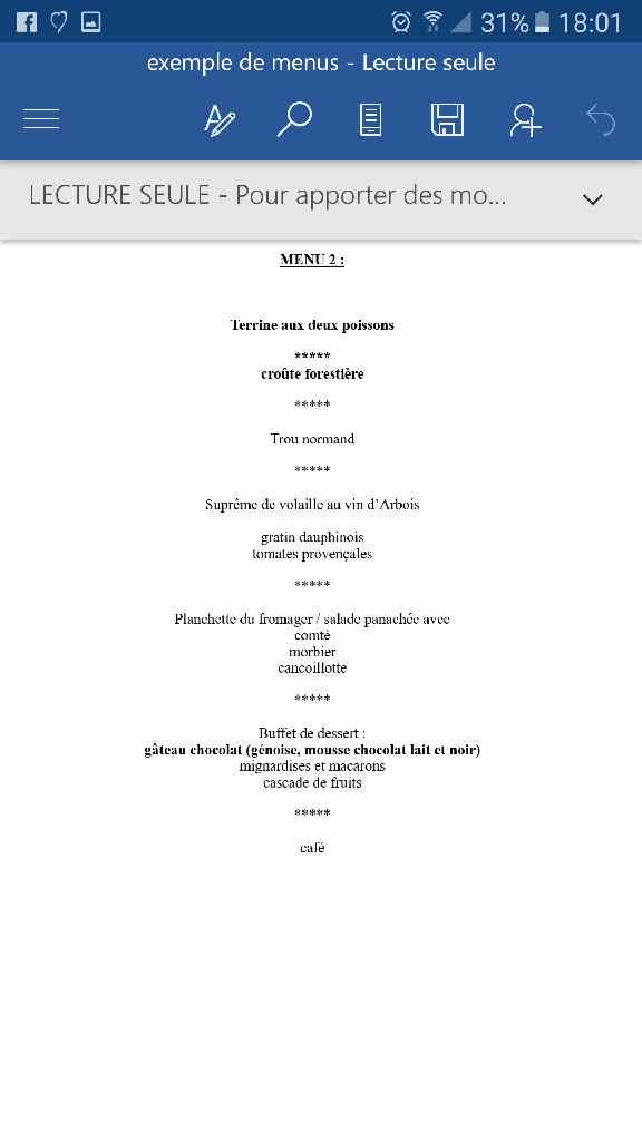 Menu mariage - 1