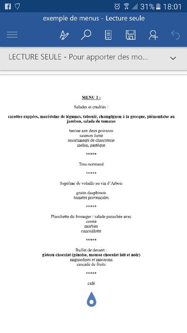 Menu mariage - 2