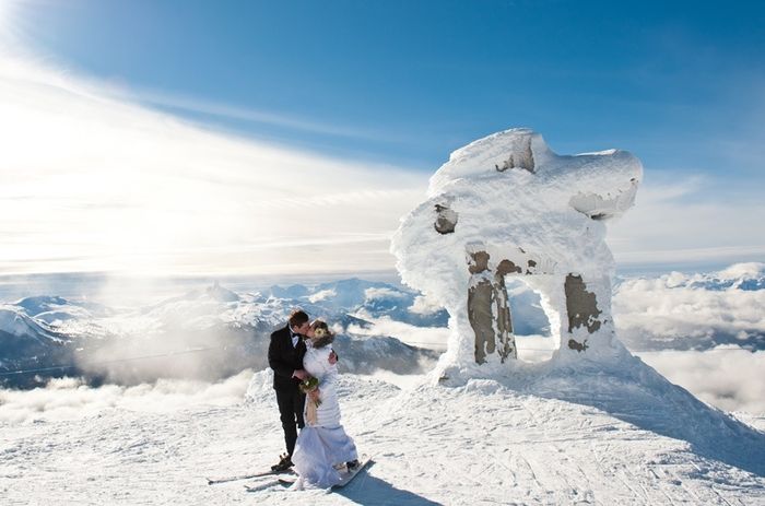 se marier en piste du haut de la montagne