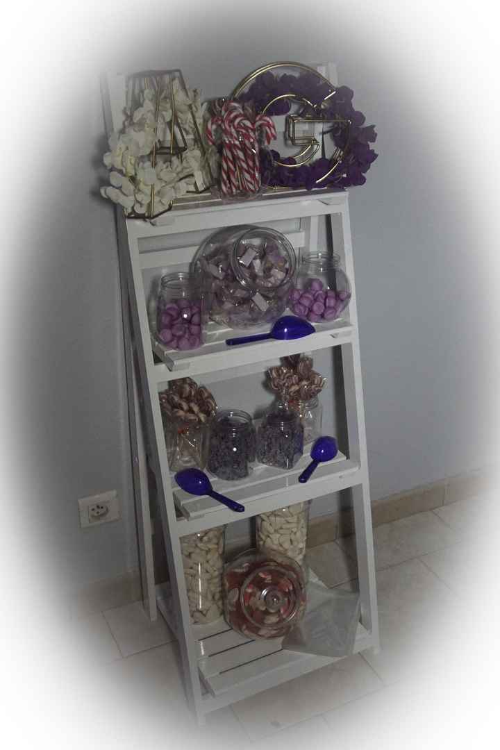 Candy bar thème violet et bonbons anciens