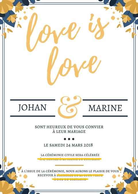 Faire part mariage civil