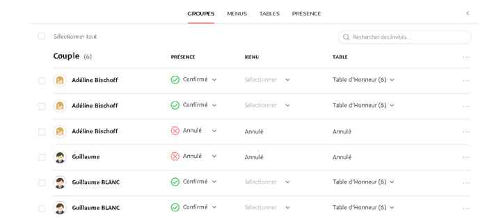 couple d'honneur en triple