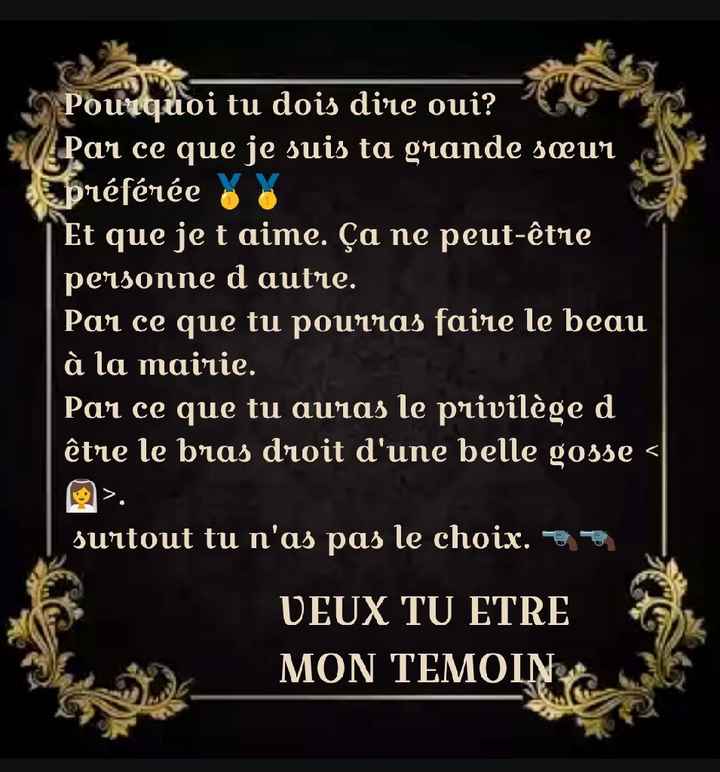 Veux tu etre mon temoin - 1