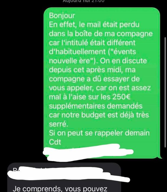 Demande de supplément lieu de réception 1