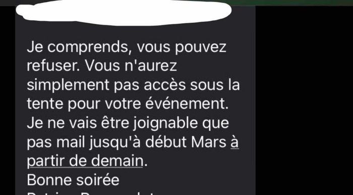 Demande de supplément lieu de réception 2