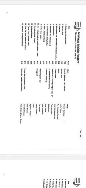 Liste de musique mairie Capitole. 1