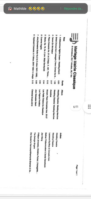 Liste de musique mairie Capitole. 2