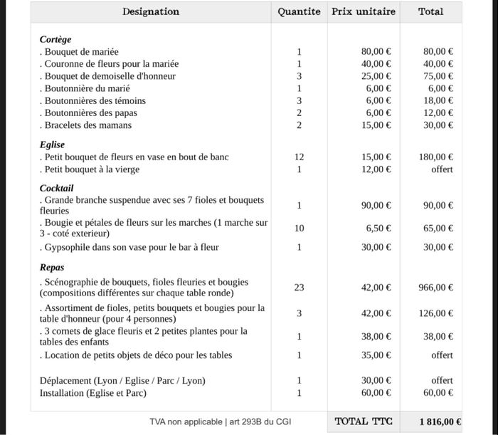 Avis devis fleuriste - 1