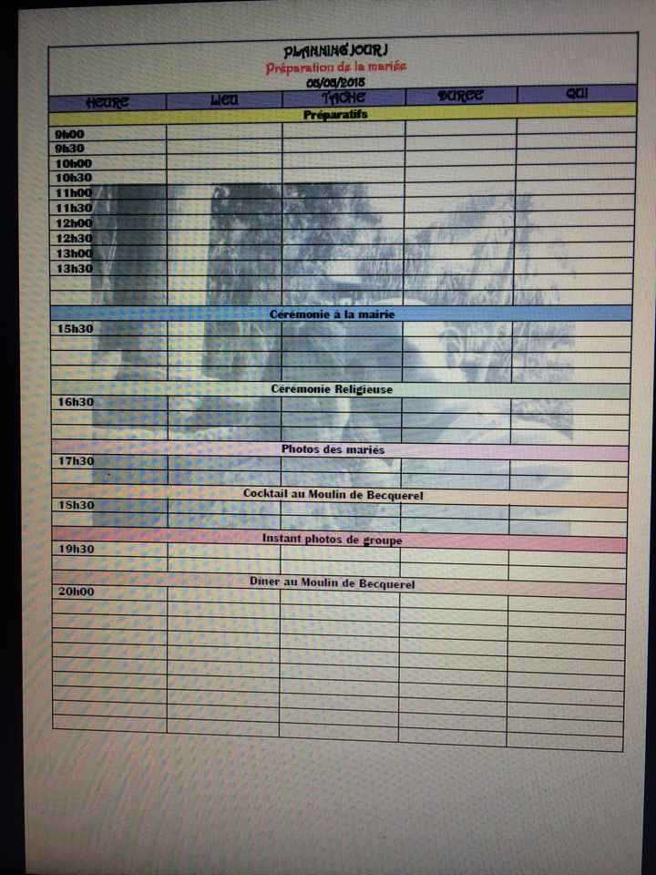 Planning et memo - 2
