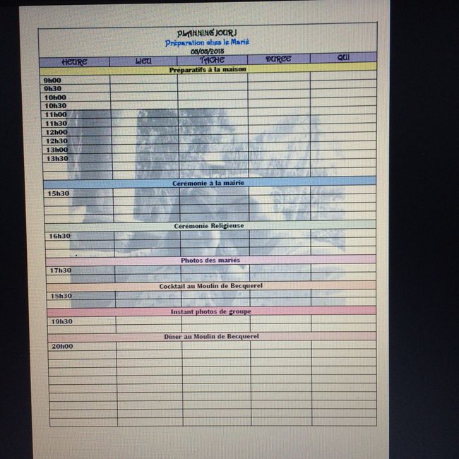Planning et memo - 1