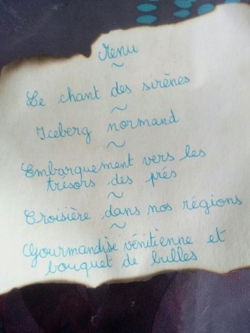 Menu thème plage/mer